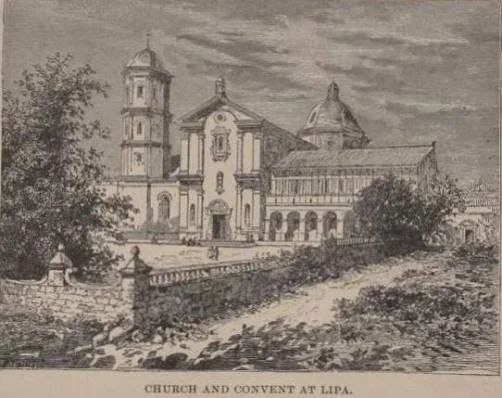 Engraving of the church and convent at Lipa