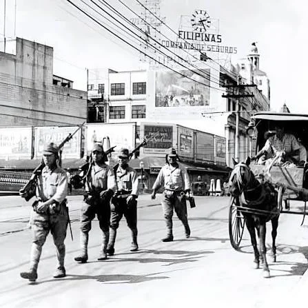 Japanese troops in the streets of Manila, 1942