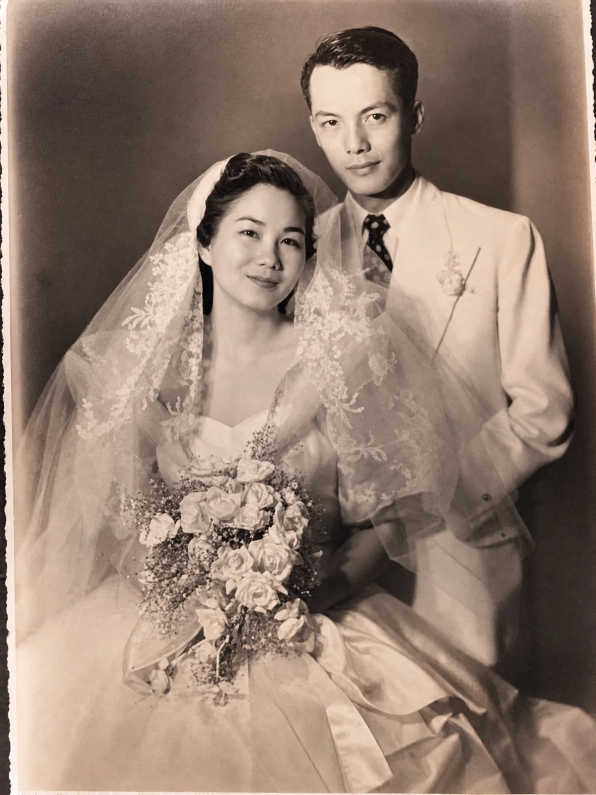 Corito Araneta and Hadji Kalaw on their wedding day, 1951