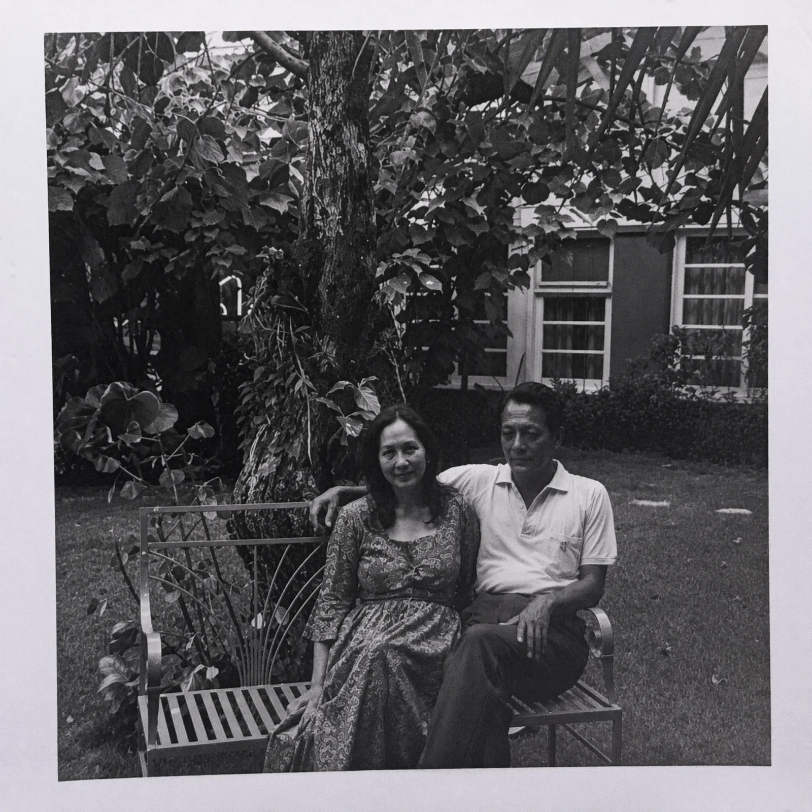 Corito and Hadji in the garden at Kamalig