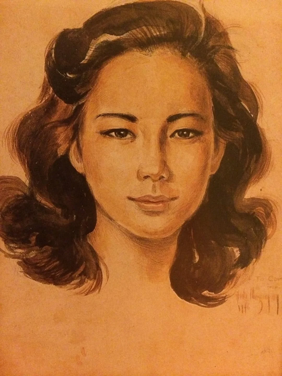 Painted portrait of Corito Araneta