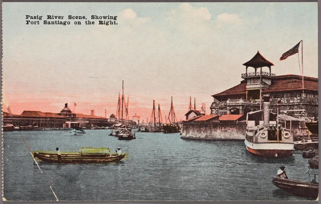 Fort Santiago seen from the Pasig River in a prewar postcard